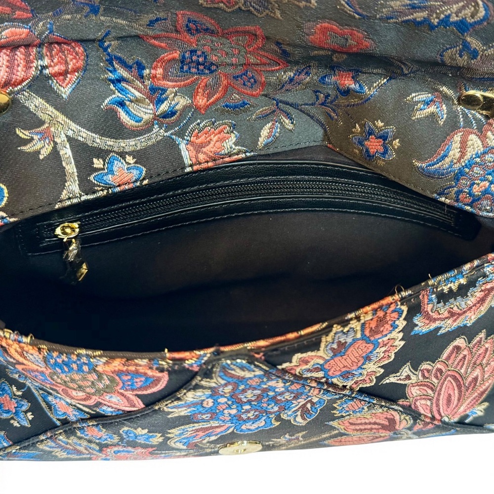 NATURALIZER Embroidered Clutch Purse Black Gold Floral w/ Chain Evening NWT - Picture 10 of 14